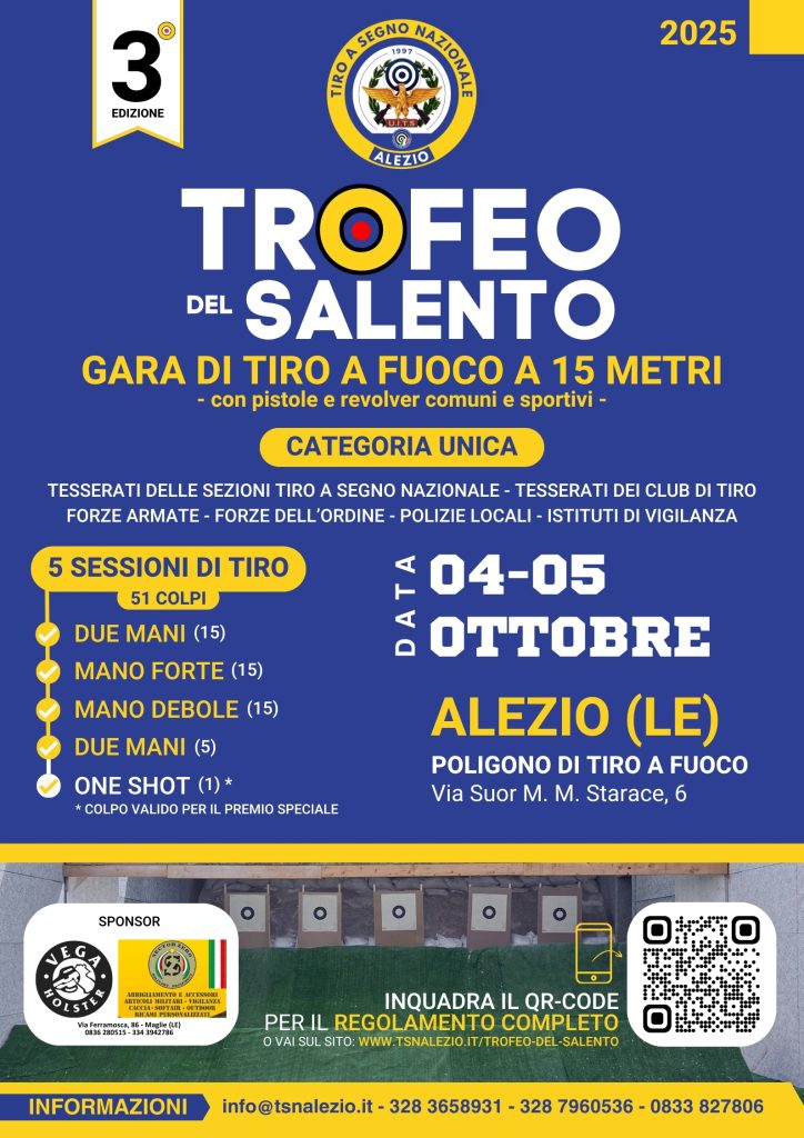 Trofeo Salento poligono fuoco aria compressa alezio lecce provincia porto armi idoneità maneggio