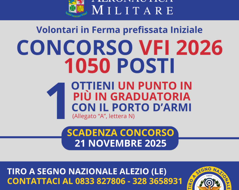 Concorso 1050 VFI Aeronautica Militare 2026