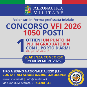 2026 CONCORSO VFI AERONAUTICA MILITARE PORTO D'ARMI ALEZIO LECCE