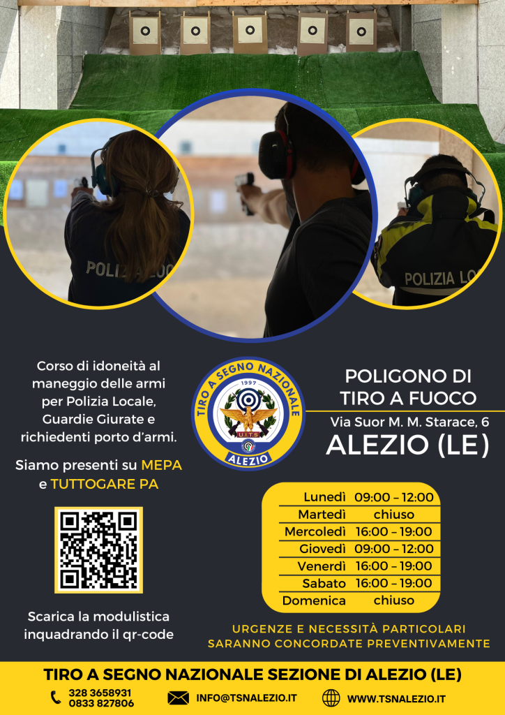 Porto d'armi corso idoneità maneggio armi sportivo alezio lecce questura mepa tuttogare