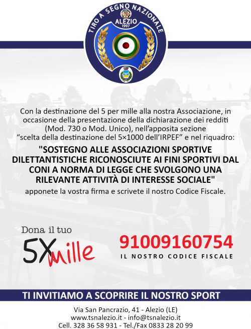 5×1000 Tiro Segno Nazionale Alezio Lecce 5x1000 Alezio Lecce